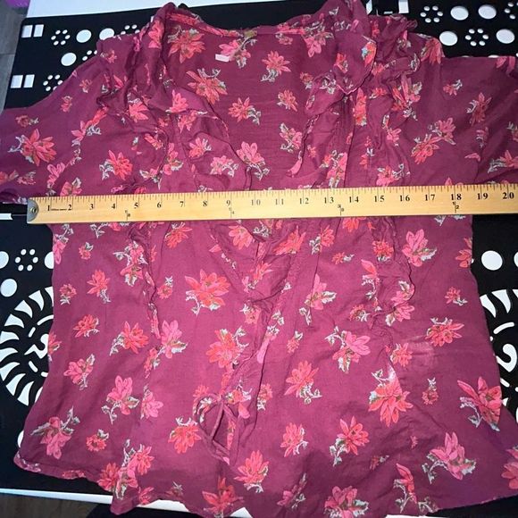 FREE PEOPLE AMANDA RUFFLE LONG SLEEVE TOP PINK SIZE S - Picture 9 of 12